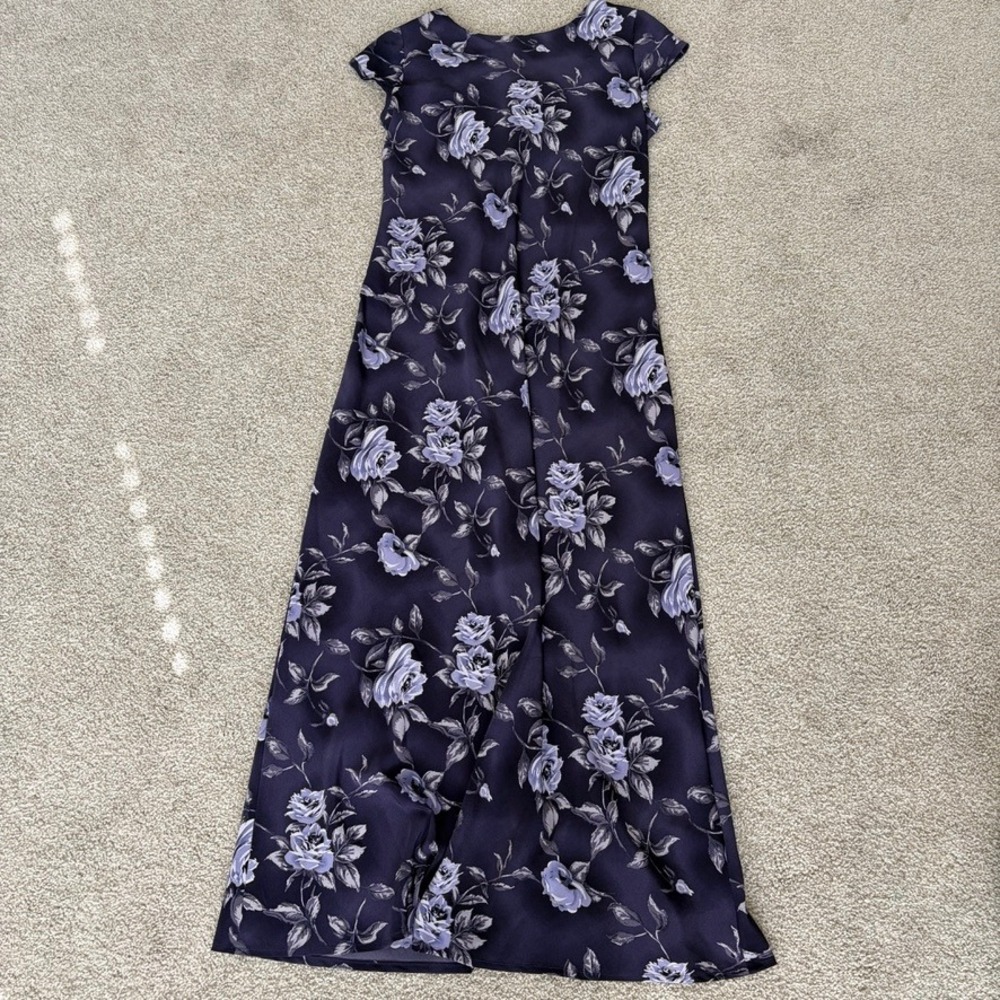 Vintage DBY Floral Y2K Maxi Dress Womens M Purple Witchy Whimsigoth Fairy Garden